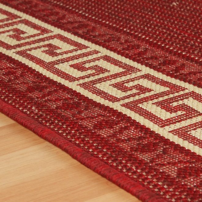 Greek Flatweave Red 160cm x 225cm Jute UK Mainland Free Shipping