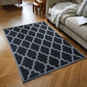 Moda Trellis Black  120cm x 160cm Jute UK Mainland Free Shipping