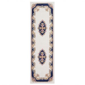 Royal Aubusson Cream/Blue 68cm x 235cm Hall Runner UK Mainland Free Shipping