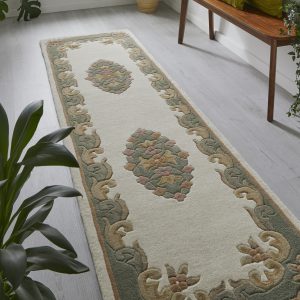 Royal Aubusson Cream/Green 68cm x 235cm Hall Runner UK Mainland Free Shipping