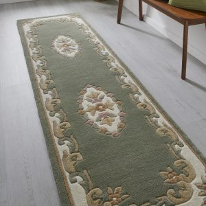 Royal Aubusson Green 68cm x 235cm Hall Runner UK Mainland Free Shipping