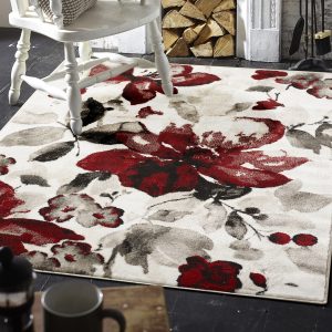 Watercolour Floral Red 120cm X 170cm Budget UK Mainland Free Shipping