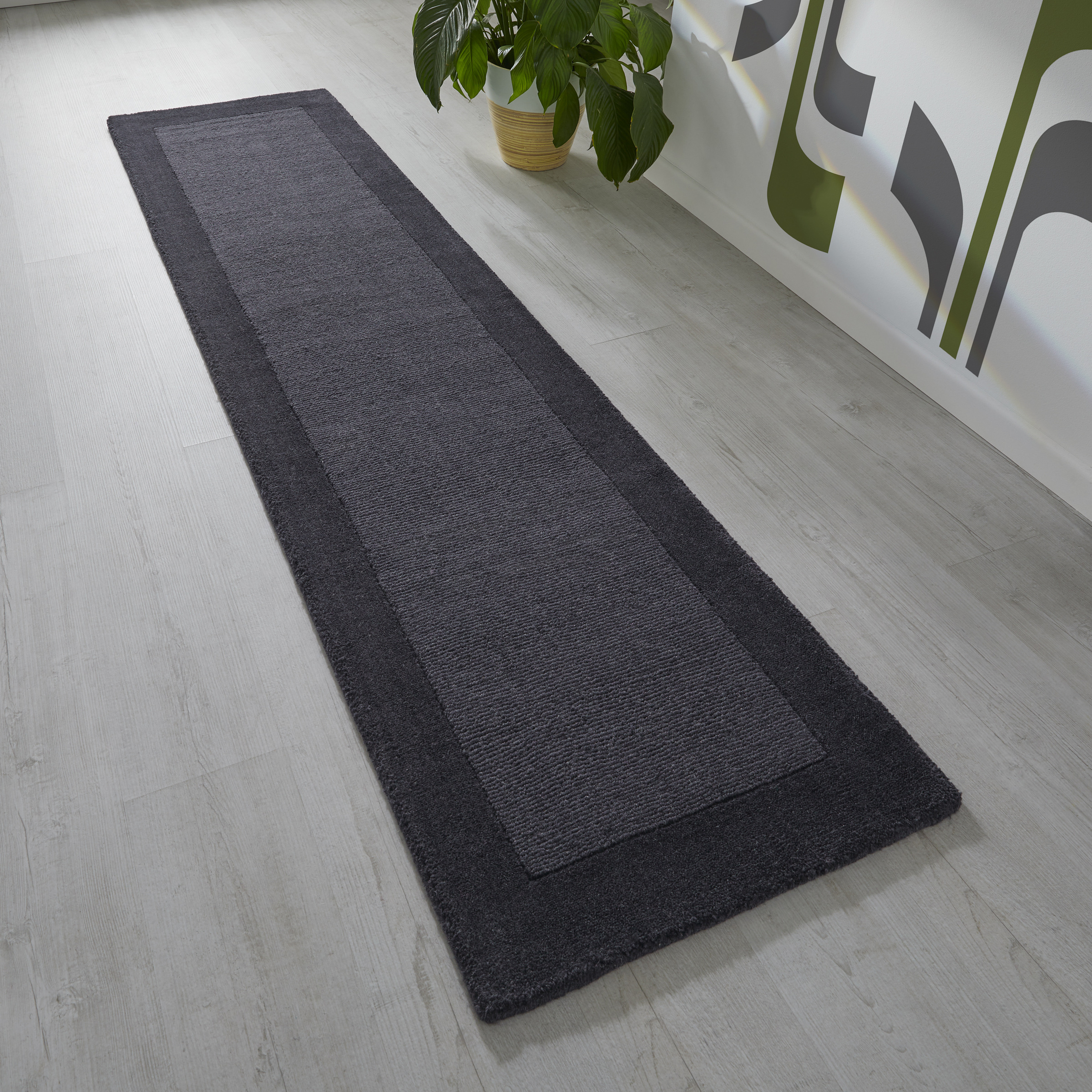 Colours Charcoal 60cm x 230cm Hall Runner UK Mainland Free Shipping