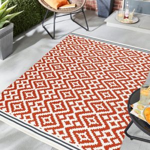 Aztec Terracotta / Grey  | 80 x 150cm Budget UK Mainland Free Shipping