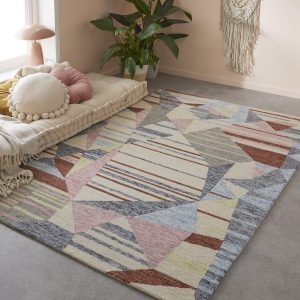 Multi Wool Rug | Contours Deco | 160 x 230cm Wool UK Mainland Free Shipping