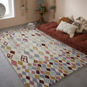 Multi Wool Rug | Contours Kite | 160 x 230cm Wool UK Mainland Free Shipping