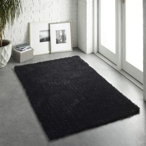 Black Polyester Shagpile | 110cm x 160cm Shaggy UK Mainland Free Shipping