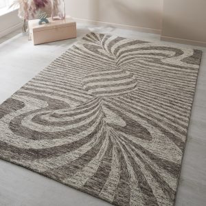 Contemporary Cream Brown Rug | Elements Cycle | 120 x 170cm Wool UK Mainland Free Shipping