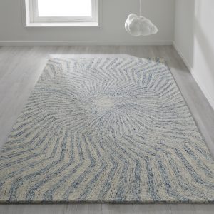 Cream Teal Wool Rug | Elements Spiral | 160 x 230cm Wool UK Mainland Free Shipping