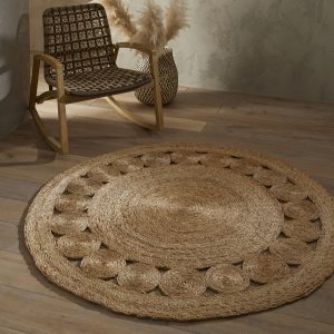 Natural Jute Rug | Hand-stitched Nova | 120cm Circle UK Mainland Free Shipping