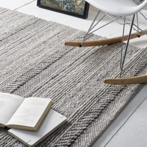 Natural / Grey Knitted Chunky Rug | 120cm x 170cm Wool UK Mainland Free Shipping