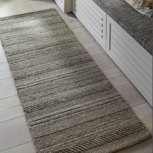 Natural / Grey Knitted Chunky Rug | 67cm x 200cm Wool UK Mainland Free Shipping