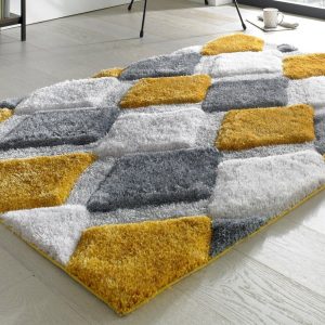 3D Ochre | 120cm x 170cm Shaggy UK Mainland Free Shipping