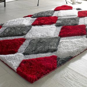 3D Red | 120cm x 170cm Shaggy UK Mainland Free Shipping