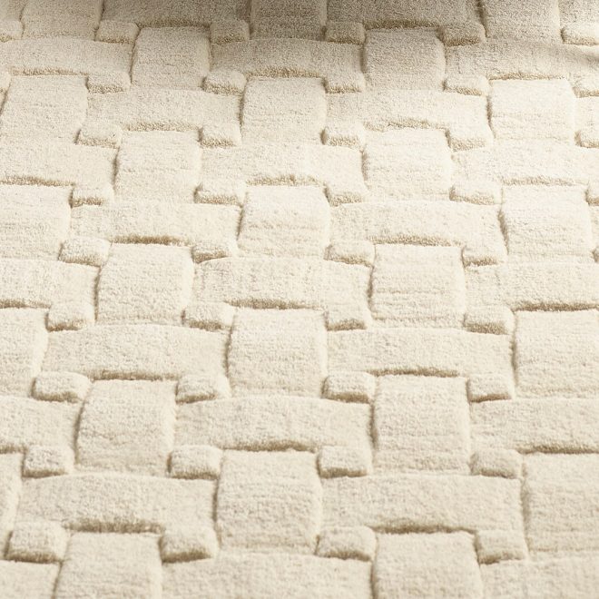 Handcrafted 3D Ivory Wool Rug with Stunning Basketweave Pattern |  120cm x 170cm Wool UK Mainland Free Shipping