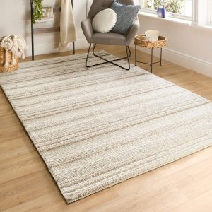 Cream Knitted Chunky Rug | 120cm x 170cm Wool UK Mainland Free Shipping