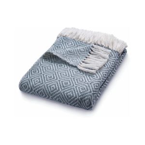 Diamond Throw Denim Blue Throws and Blankets UK Mainland Free Shipping