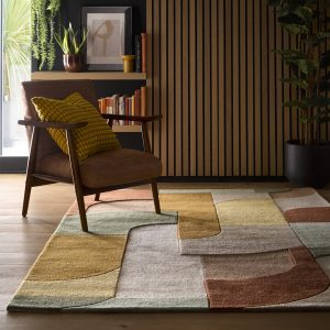 Retro Deco Tan Contemporary Rugs UK Mainland Free Shipping