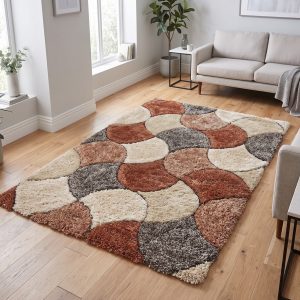 3D Terracotta Shaggy Rug Shagpile Rugs UK Mainland Free Shipping