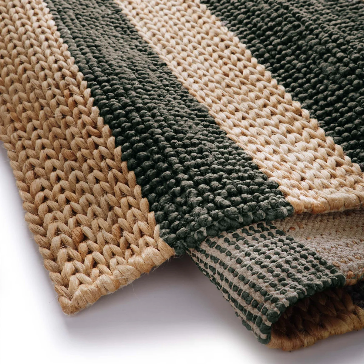 Bondi Jute Stripe Natural Bottle Green 3 Bondi Jute Stripe Natural Bottle Green Sisal & Jute Rugs UK Mainland Free Shipping