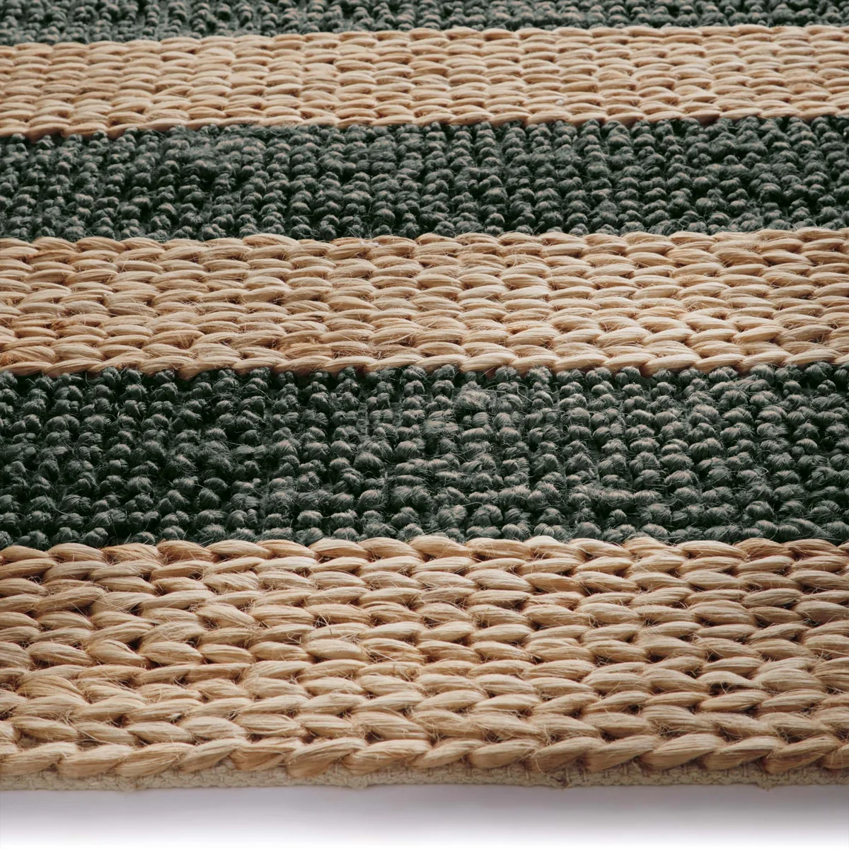 Bondi Jute Stripe Natural Bottle Green 4 Bondi Jute Stripe Natural Bottle Green Sisal & Jute Rugs UK Mainland Free Shipping