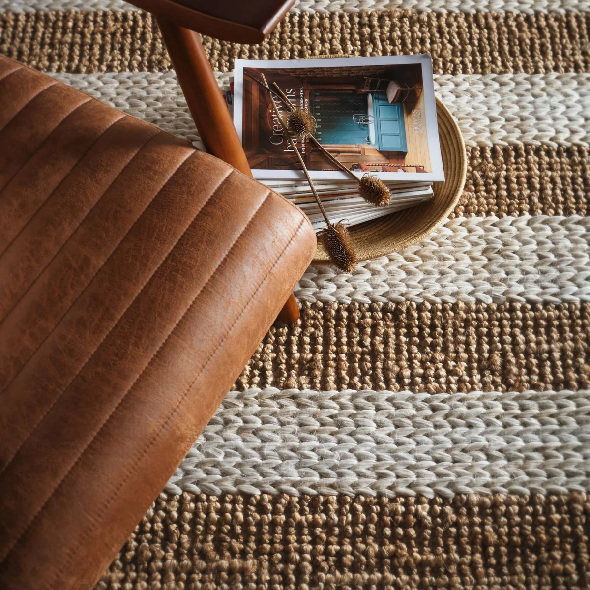 Bondi Jute Stripe Cream Natural 4 Bondi Jute Stripe Cream Natural Sisal & Jute Rugs UK Mainland Free Shipping