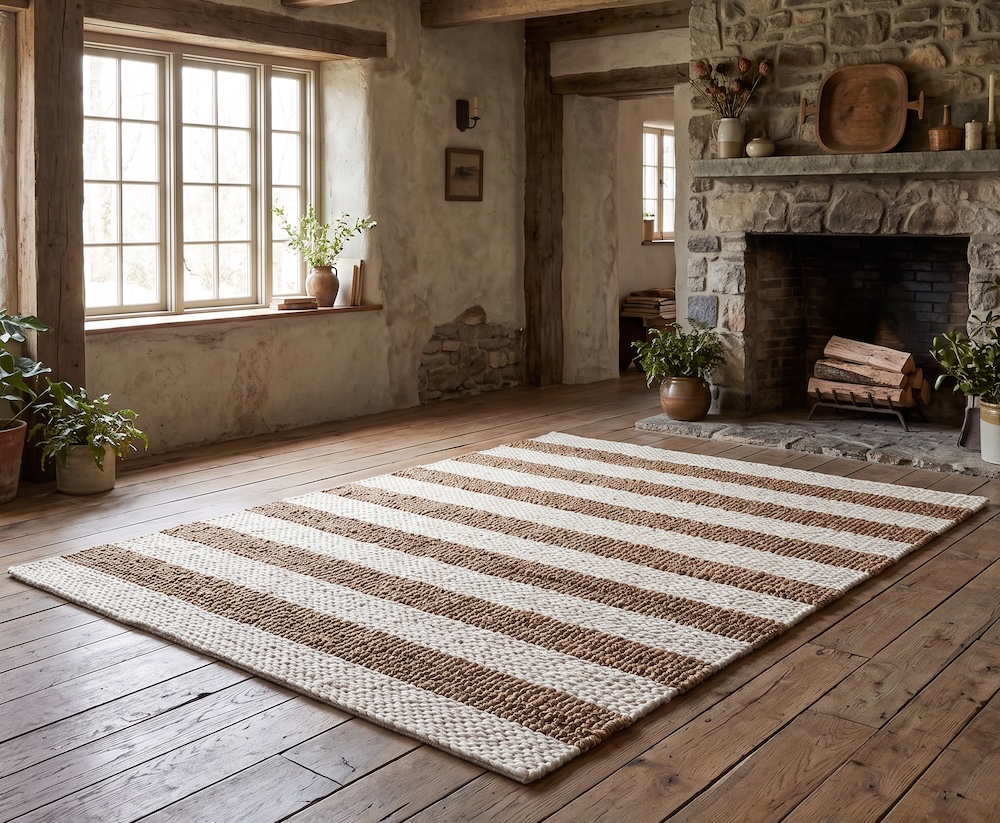 Bondi Jute Stripe Cream Natural Bondi Jute Stripe Cream Natural Sisal & Jute Rugs UK Mainland Free Shipping