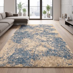 Oren Blue/Cream Contemporary Rugs UK Mainland Free Shipping